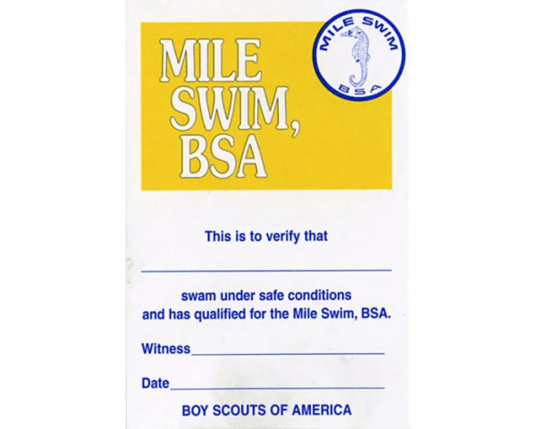 Boy Scout Mile Swim Pocket Certificate, Single